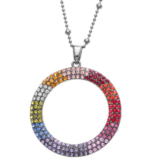 Silver Plated Pastel Rainbow Ring Necklace