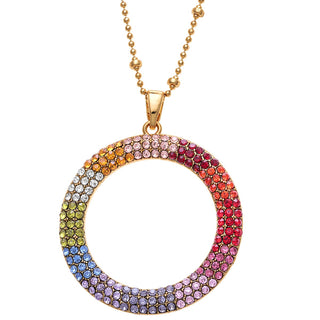 14K Gold Plated Pastel Rainbow Ring Necklace
