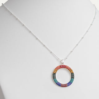 Silver Plated Rainbow Ring Necklace