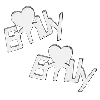 Silver Plated Name with Heart Crawler Earrings
