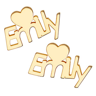 14K Gold Plated Name with Heart Crawler Earrings