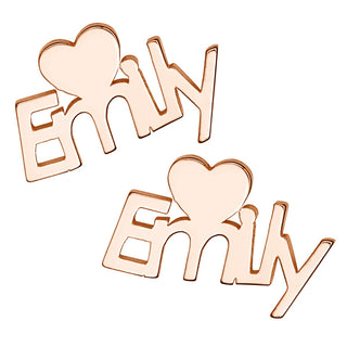 14K Rose Gold Plated Name with Heart Crawler Earrings