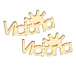 14K Gold Plated Name with Crown Crawler Earrings