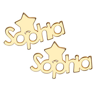 14K Gold Plated Name with Star Crawler Earrings