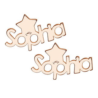 14K Rose Gold Plated Name with Star Crawler Earrings