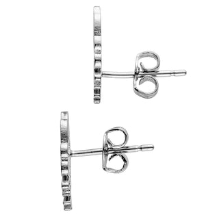 Silver Plated Script Name with Heart Crawler Earrings