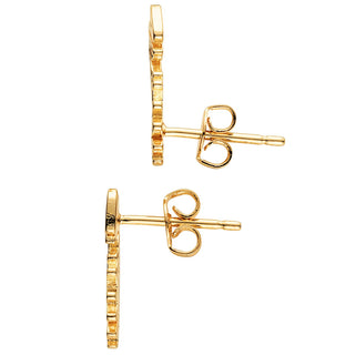 14K Gold Plated Script Name with Crown Crawler Earrings