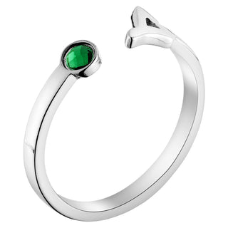 Silver Plated Script Initial with Birthstone Ring