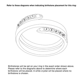 14K Gold Plated Engraved Family Birthstone Bypass Ring