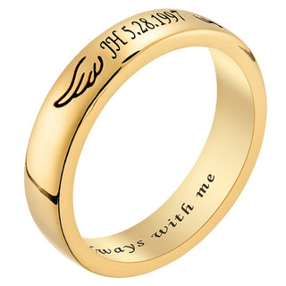14K Gold Plated Engraved Angel Wing Memorial Ring