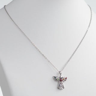 Silver Plated Birthstone Guardian Angel Pendant