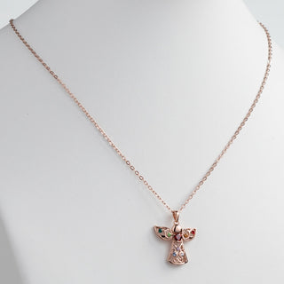 14K Rose Gold Plated Birthstone Guardian Angel Pendant