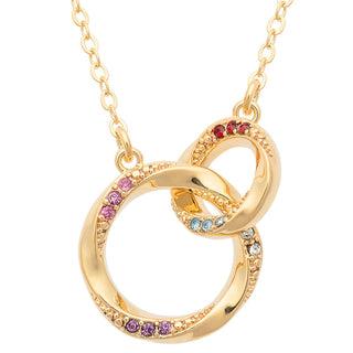 14K Gold Plated Family Birthstone Interlocking Circles Necklace