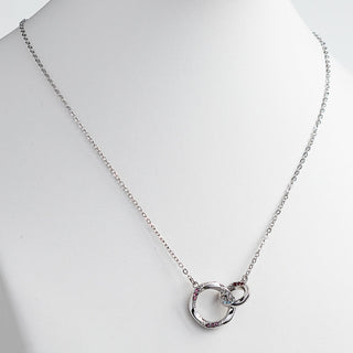 Silver Plated Family Birthstone Interlocking Circles Necklace