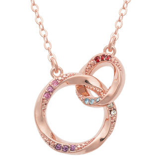 14K Rose Gold Plated Family Birthstone Interlocking Circles Necklace