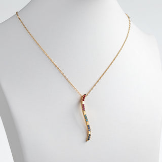 14K Gold Plated Birthstone Wave Necklace