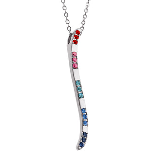 Silver Plated Birthstone Wave Necklace