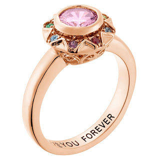 14K Rose Gold Plated Birthstone Starburst Ring