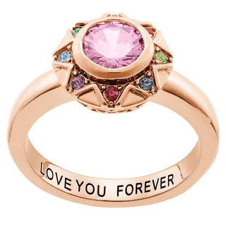 14K Rose Gold Plated Birthstone Starburst Ring