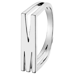 Silver Plated Bold Horizontal Initial Ring