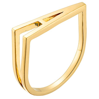 14K Gold Plated Bold Horizontal Initial Ring