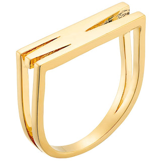 14K Gold Plated Bold Horizontal Initial Ring