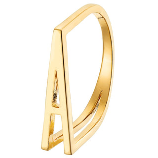 14K Gold Plated Bold Horizontal Initial Ring