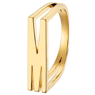 14K Gold Plated Bold Horizontal Initial Ring