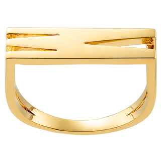 14K Gold Plated Bold Horizontal Initial Ring