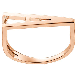 14K Rose Gold Plated Bold Horizontal Initial Ring