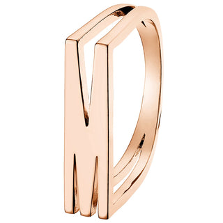14K Rose Gold Plated Bold Horizontal Initial Ring