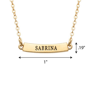 14K Gold Plated Engraved Name Curved Bar Necklace