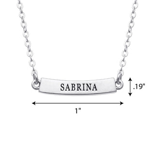 Silver Plated Engraved Name Curved Bar Necklace