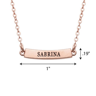 14K Rose Gold Plated Engraved Name Curved Bar Necklace