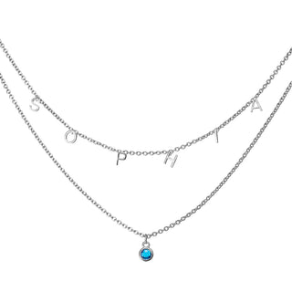 Silver plated birthstone layered necklaces