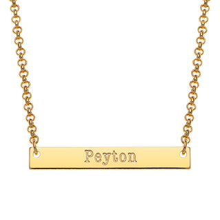 14K Gold Plated Engraved Name Mini Bar Necklace