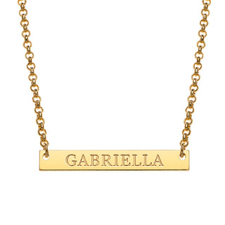 14K Gold Plated Engraved Name Mini Bar Necklace