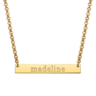 14K Gold Plated Engraved Name Mini Bar Necklace