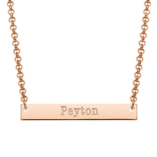 14K Rose Gold Plated Engraved Name Mini Bar Necklace