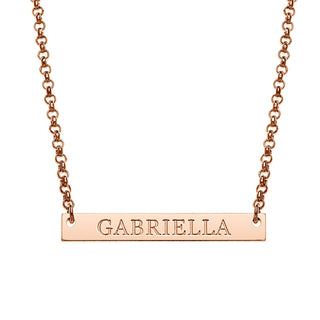 14K Rose Gold Plated Engraved Name Mini Bar Necklace