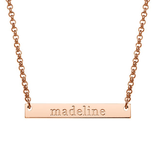 14K Rose Gold Plated Engraved Name Mini Bar Necklace