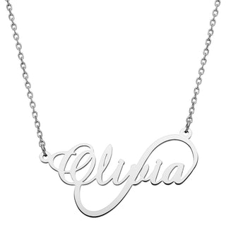 Stainless Steel Script Name Infinity Necklace
