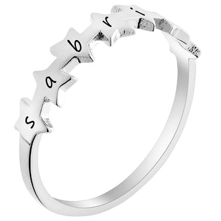 Sequence of Stars Silver Plated Name Ring