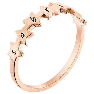 Sequence of Stars 14K Rose Gold Plated Name Ring