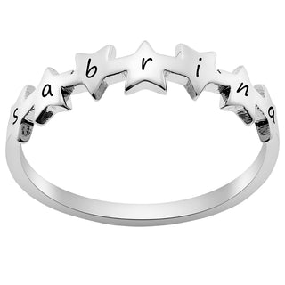 Sequence of Stars Sterling Silver Name Ring