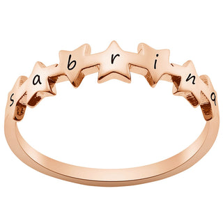 Sequence of Stars 14K Rose Gold over Sterling Name Ring