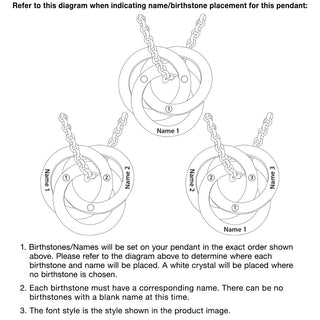 Silver Plated Interlocking Rings with Birthstones Name Necklace