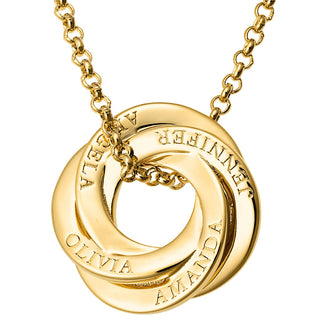 14K Gold Plated Interlocking Rings Name Necklace