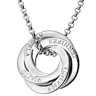 Silver Plated Interlocking Rings Name Necklace