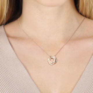 14K Rose Gold Plated Interlocking Rings Name Necklace